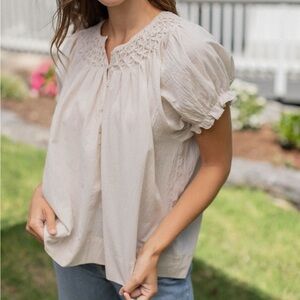 Francesca Blouse - Elegant Cream Women's Top